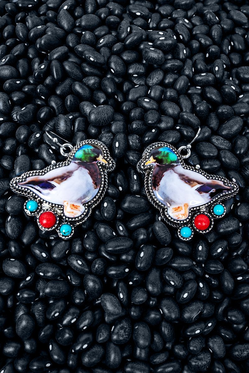 TIPI Deep Woods Duck Silvertone Earrings - Wholesale Accessory Market