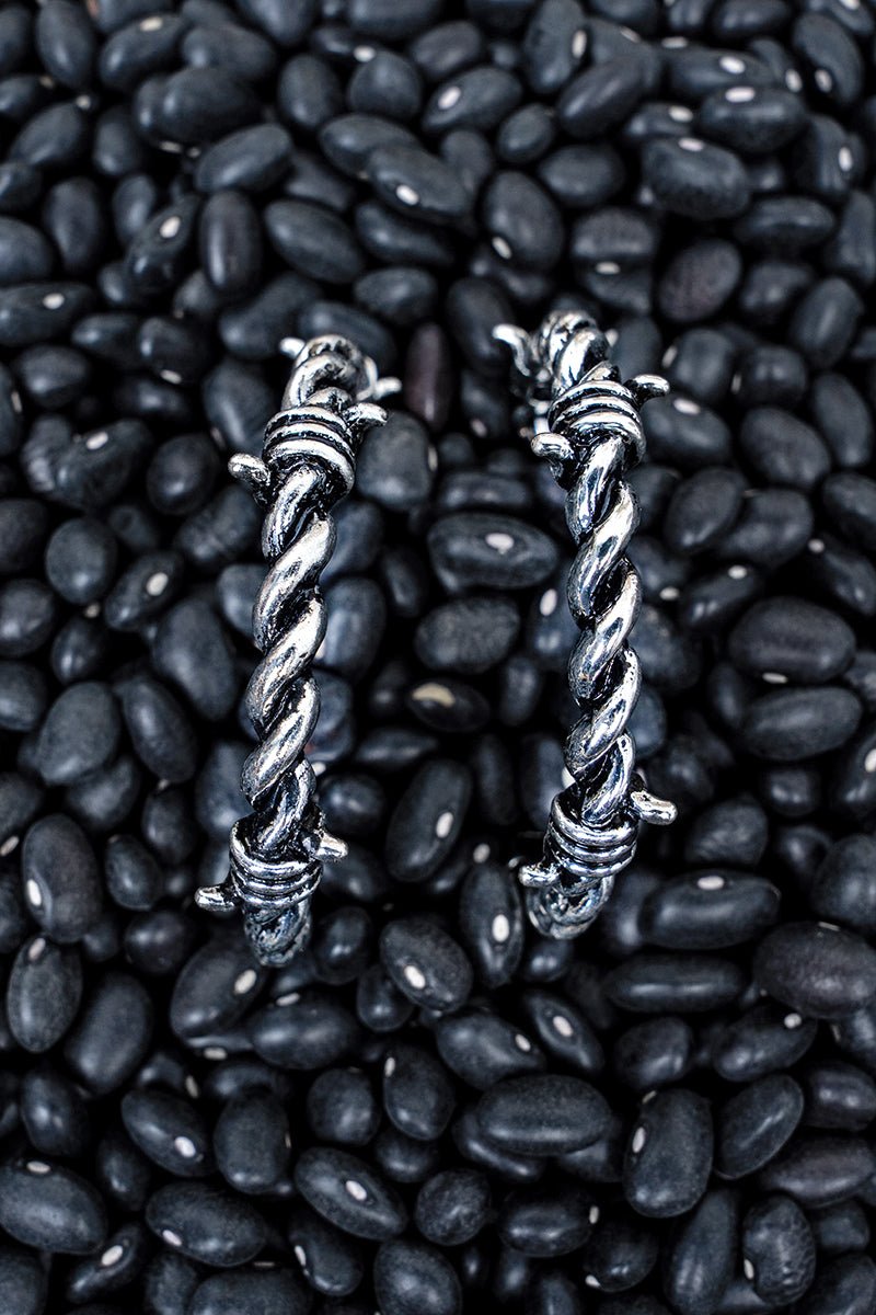 TIPI Thornridge Barbed Wire Silvertone Hoop Earrings - Wholesale Accessory Market