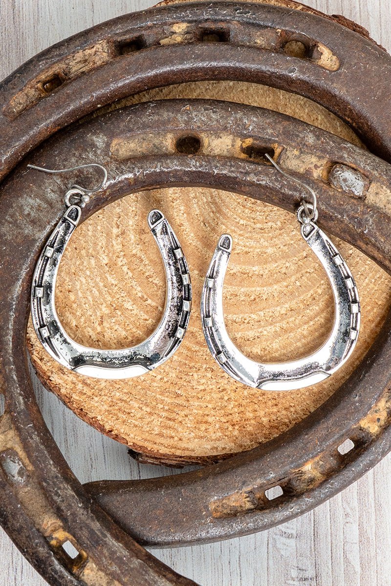 TIPI Hollow Creek Horseshoe Silvertone Earrings - Wholesale Accessory Market