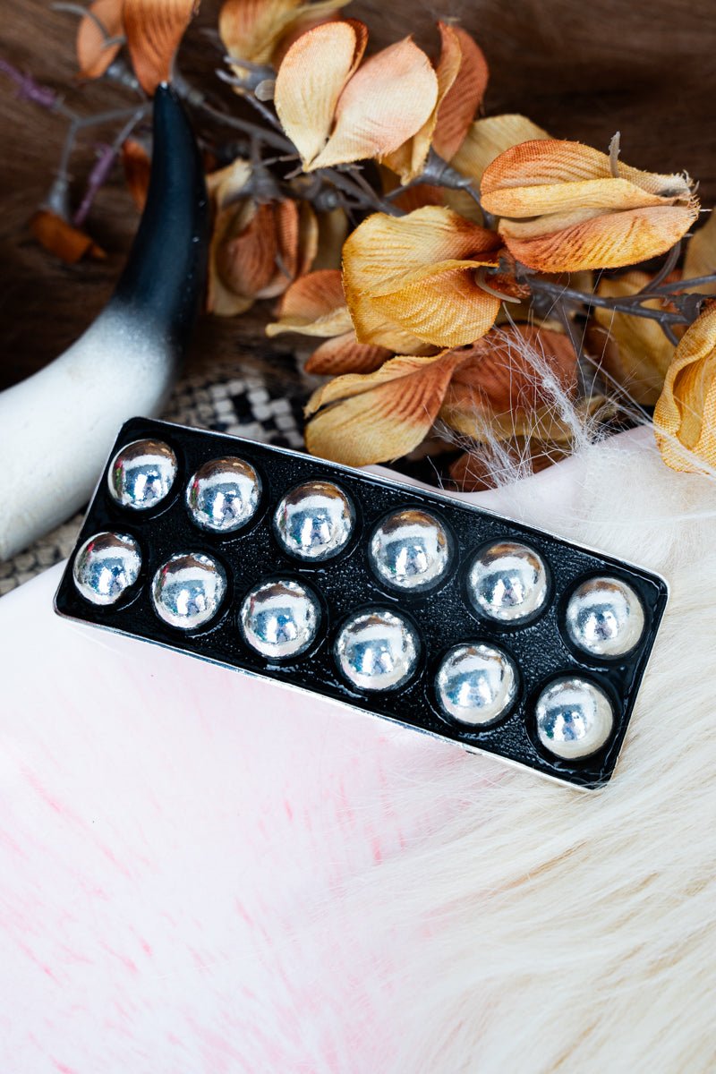 TIPI Black and Silvertone Studded Hair Barrette - Wholesale Accessory Market