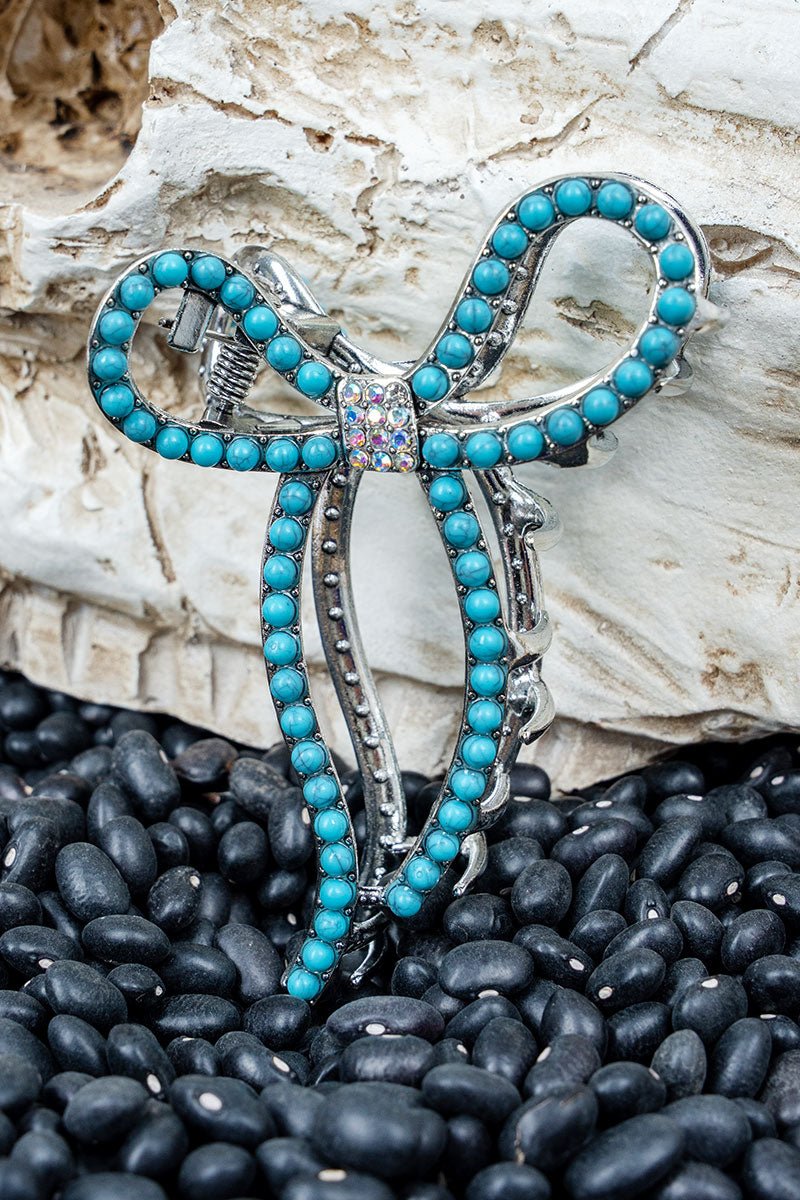 TIPI Dakota Dusk Turquoise Bow Hair Claw - Wholesale Accessory Market