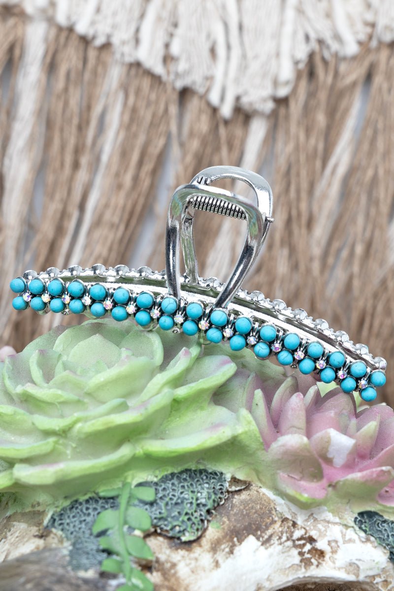 TIPI Silverado Shine Turquoise & Silvertone Hair Claw - Wholesale Accessory Market