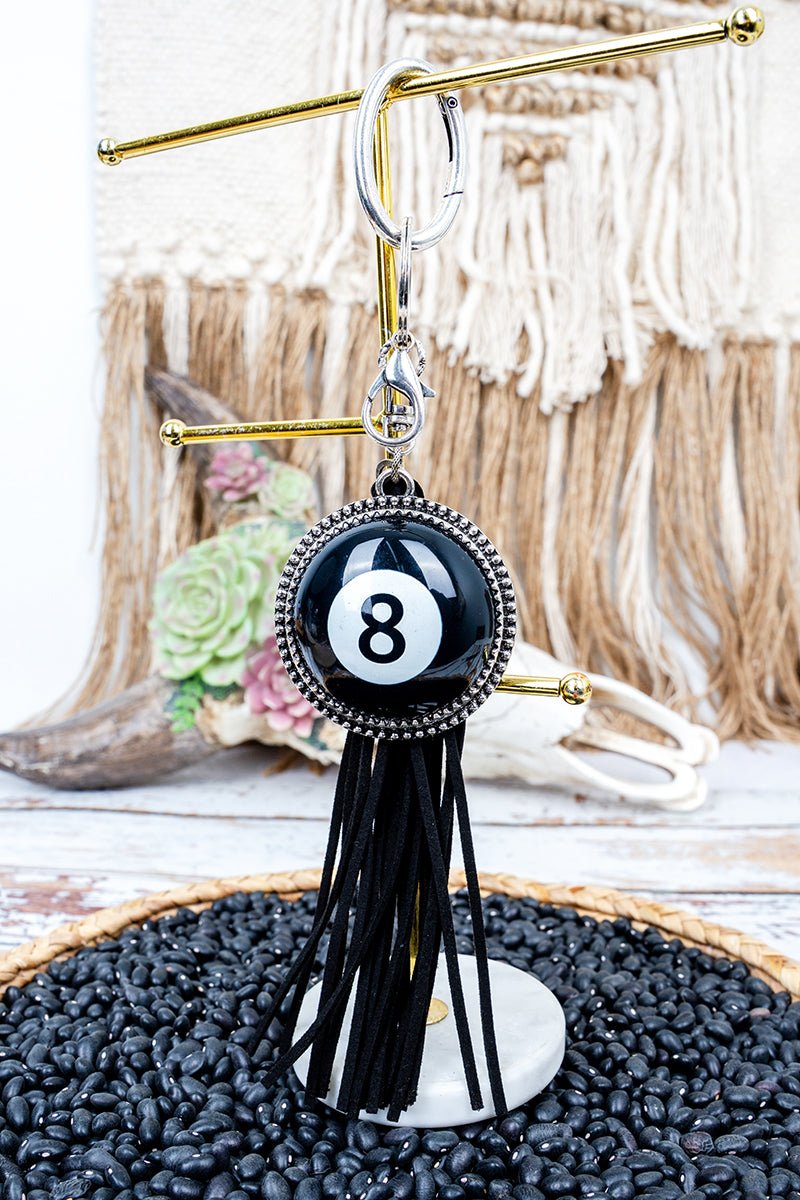 TIPI Eight Ball Energy Black Tassel Keychain - Wholesale Accessory Market
