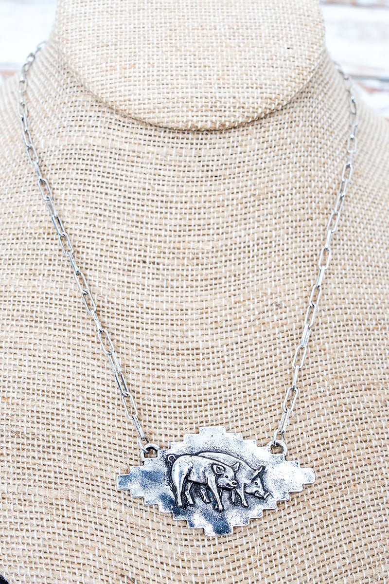 TIPI Barn Buddies Pig Silvertone Necklace - Wholesale Accessory Market
