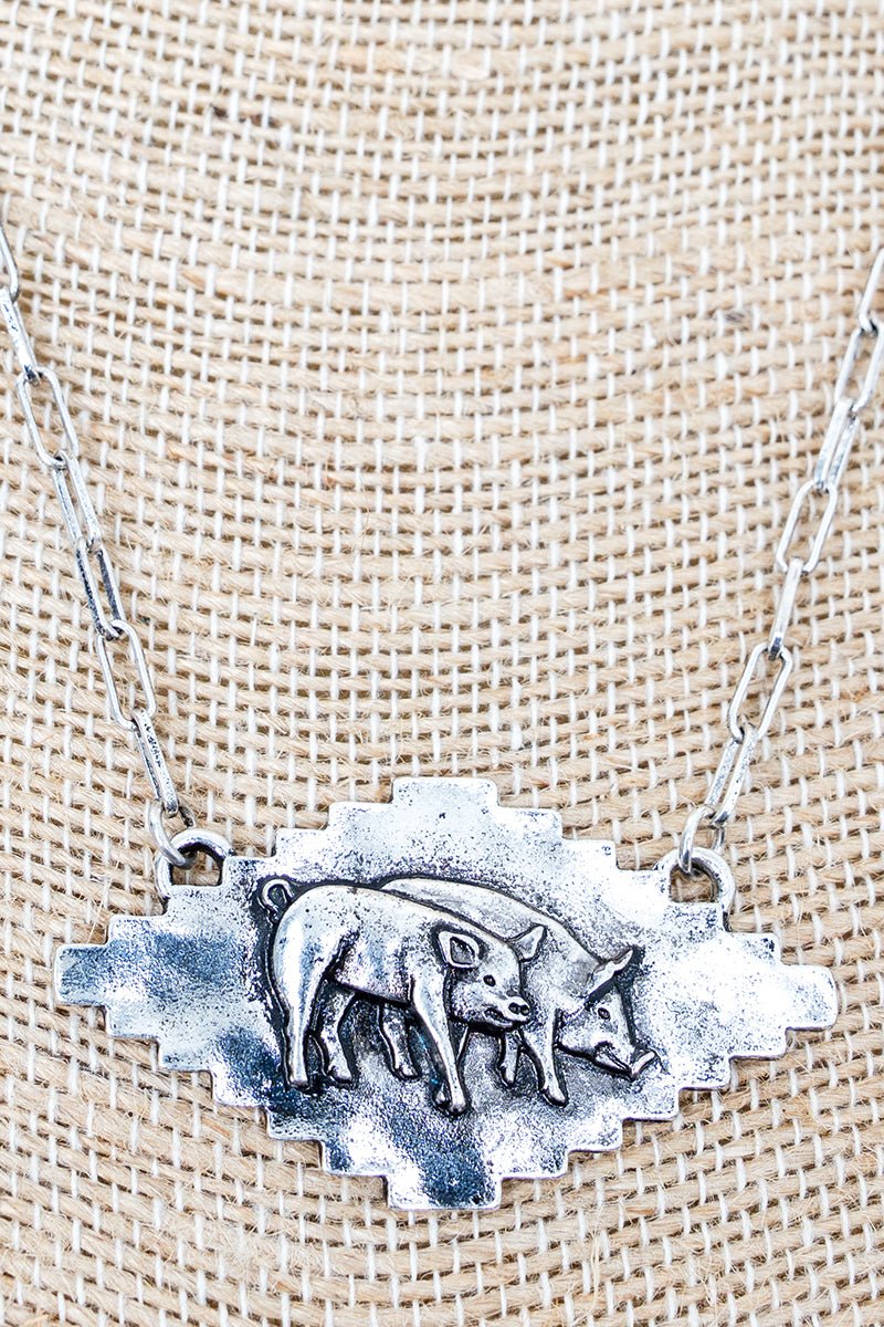 TIPI Barn Buddies Pig Silvertone Necklace - Wholesale Accessory Market