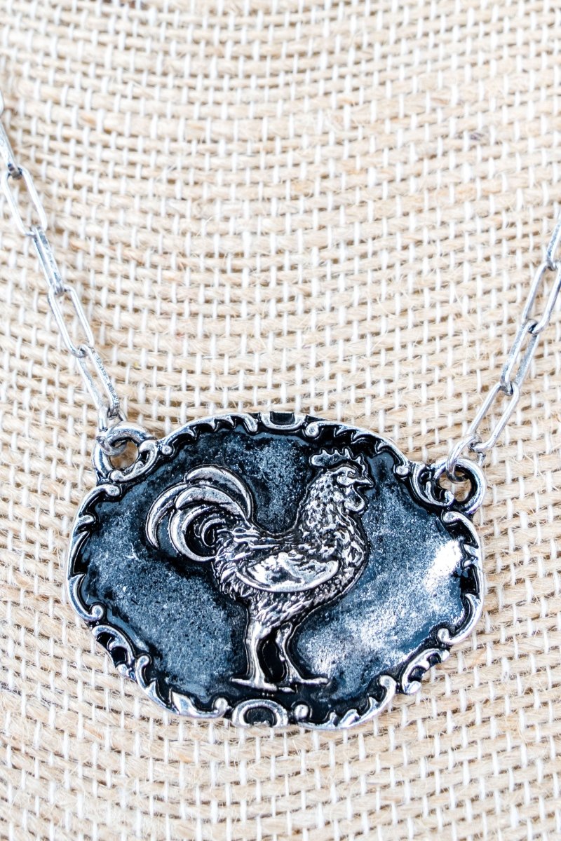 TIPI Barnyard Belle Rooster Silvertone Necklace - Wholesale Accessory Market