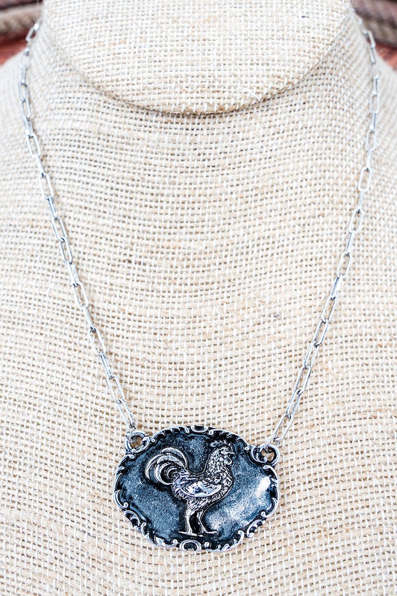 TIPI Barnyard Belle Rooster Silvertone Necklace - Wholesale Accessory Market