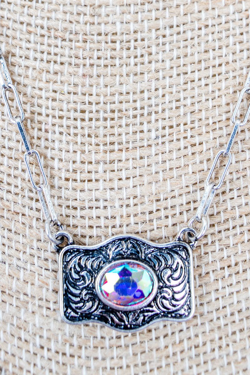 TIPI Iridescent Cowgirl Charm Silvertone Necklace - Wholesale Accessory Market