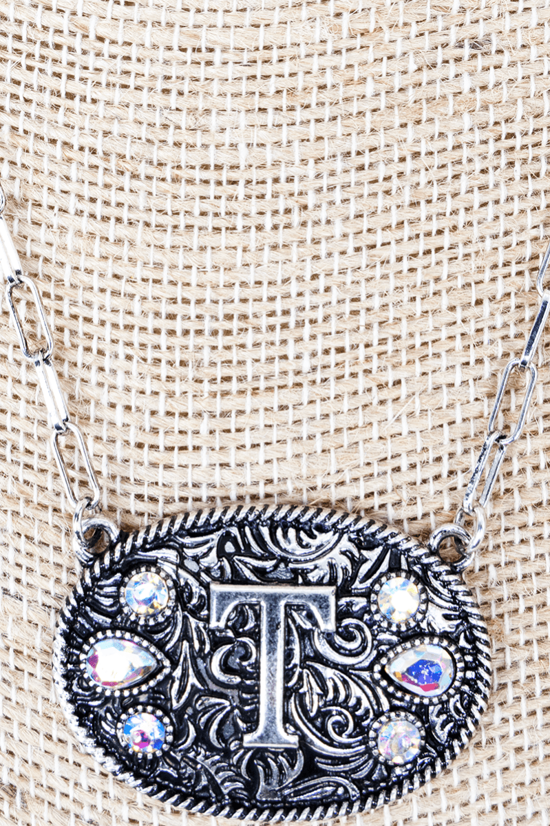 TIPI The Signature Saddle 'T' Iridescent Silvertone Necklace - Wholesale Accessory Market