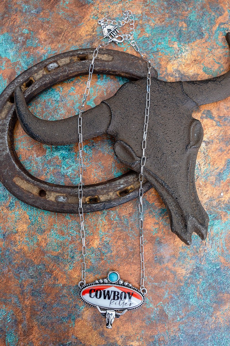 TIPI Cowboy Killer Sign Turquoise & Silvertone Necklace - Wholesale Accessory Market