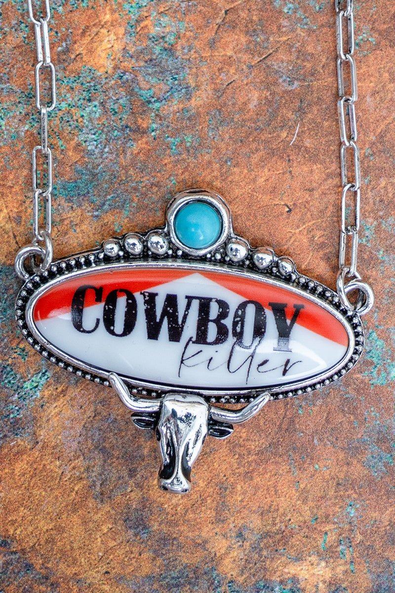 TIPI Cowboy Killer Sign Turquoise & Silvertone Necklace - Wholesale Accessory Market