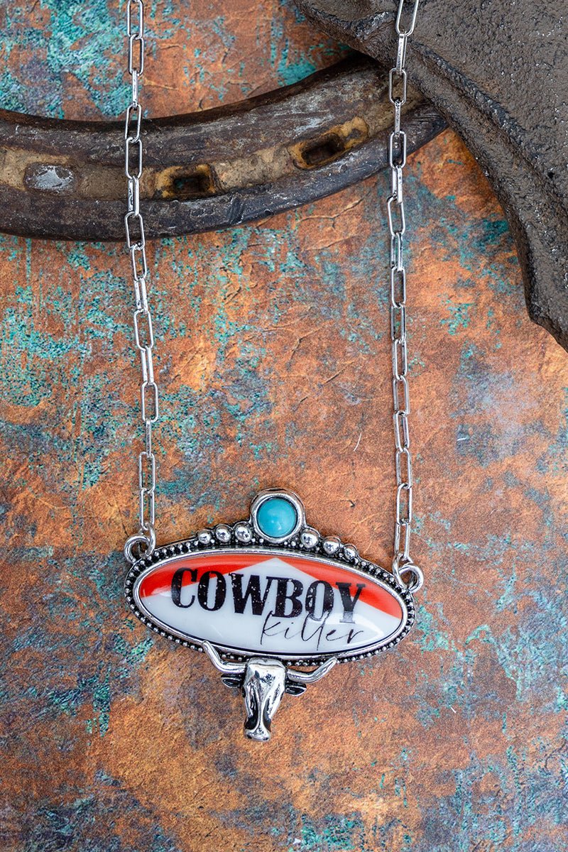 TIPI Cowboy Killer Sign Turquoise & Silvertone Necklace - Wholesale Accessory Market