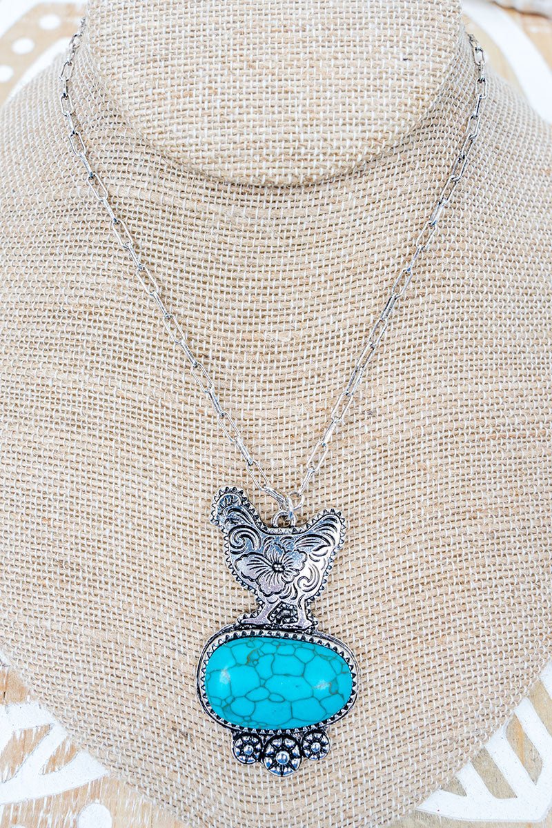 TIPI Farm Fresh Friend Turquoise & Silvertone Rooster Necklace - Wholesale Accessory Market