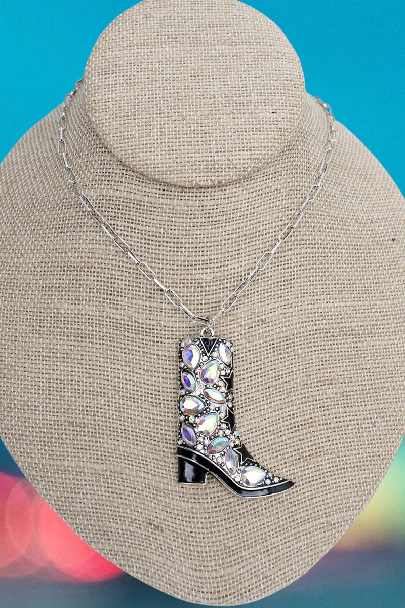 TIPI Iridescent Midnight Star Boot Silvertone Necklace - Wholesale Accessory Market