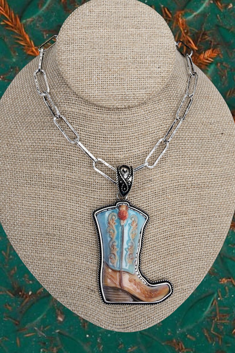 TIPI Western Sky Boot Silvertone Necklace - Wholesale Accessory Market