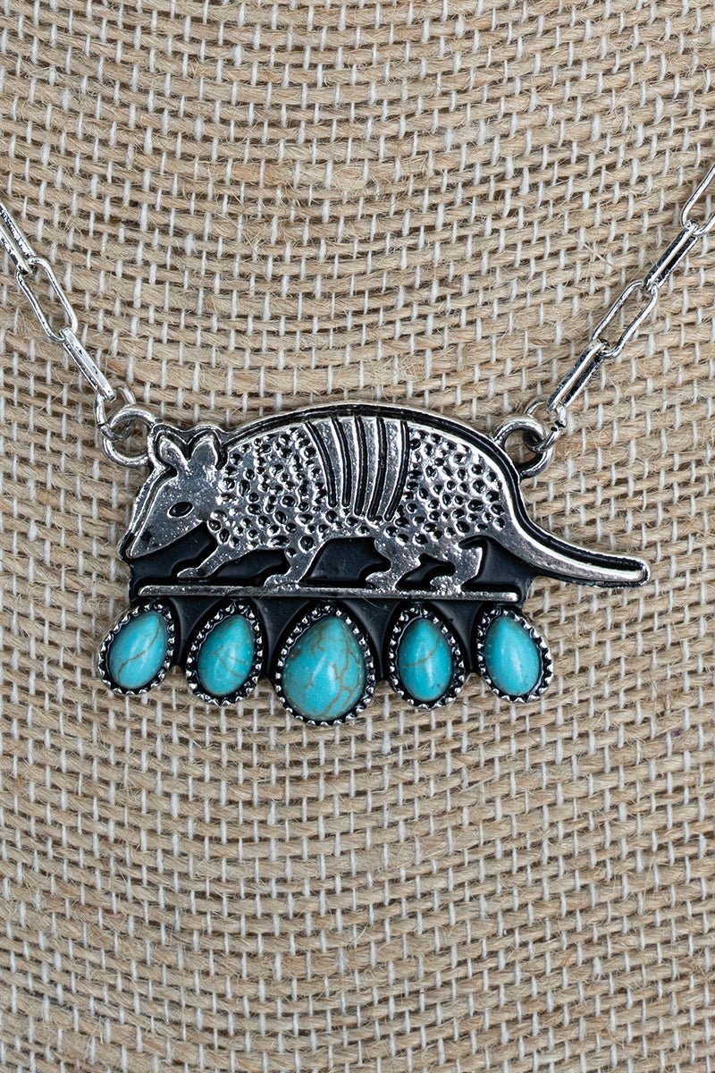TIPI Turquoise Armadillo Alley Silvertone Necklace - Wholesale Accessory Market