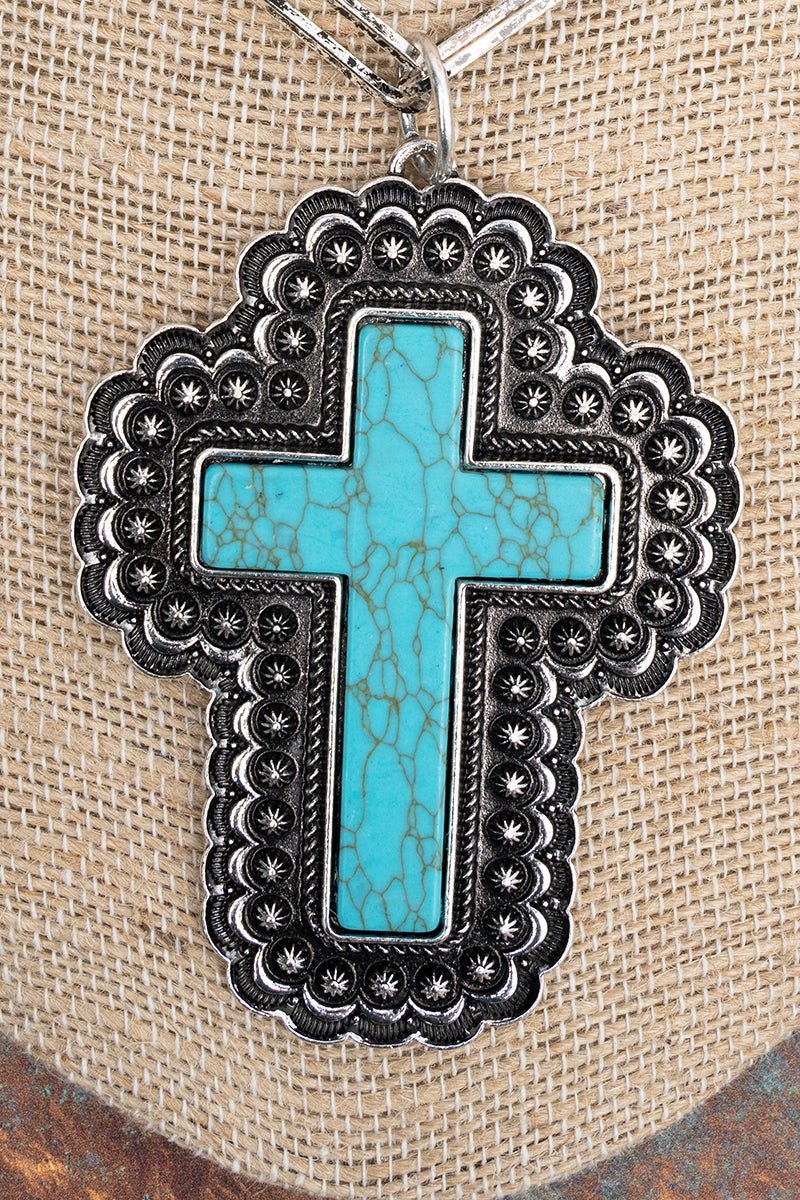 TIPI Turquiose Stoneflare Faith Silvertone Necklace - Wholesale Accessory Market