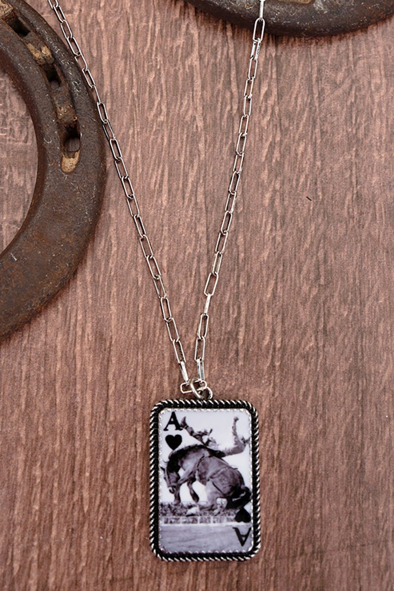 TIPI Arena Bronco Ace Silvertone Necklace - Wholesale Accessory Market