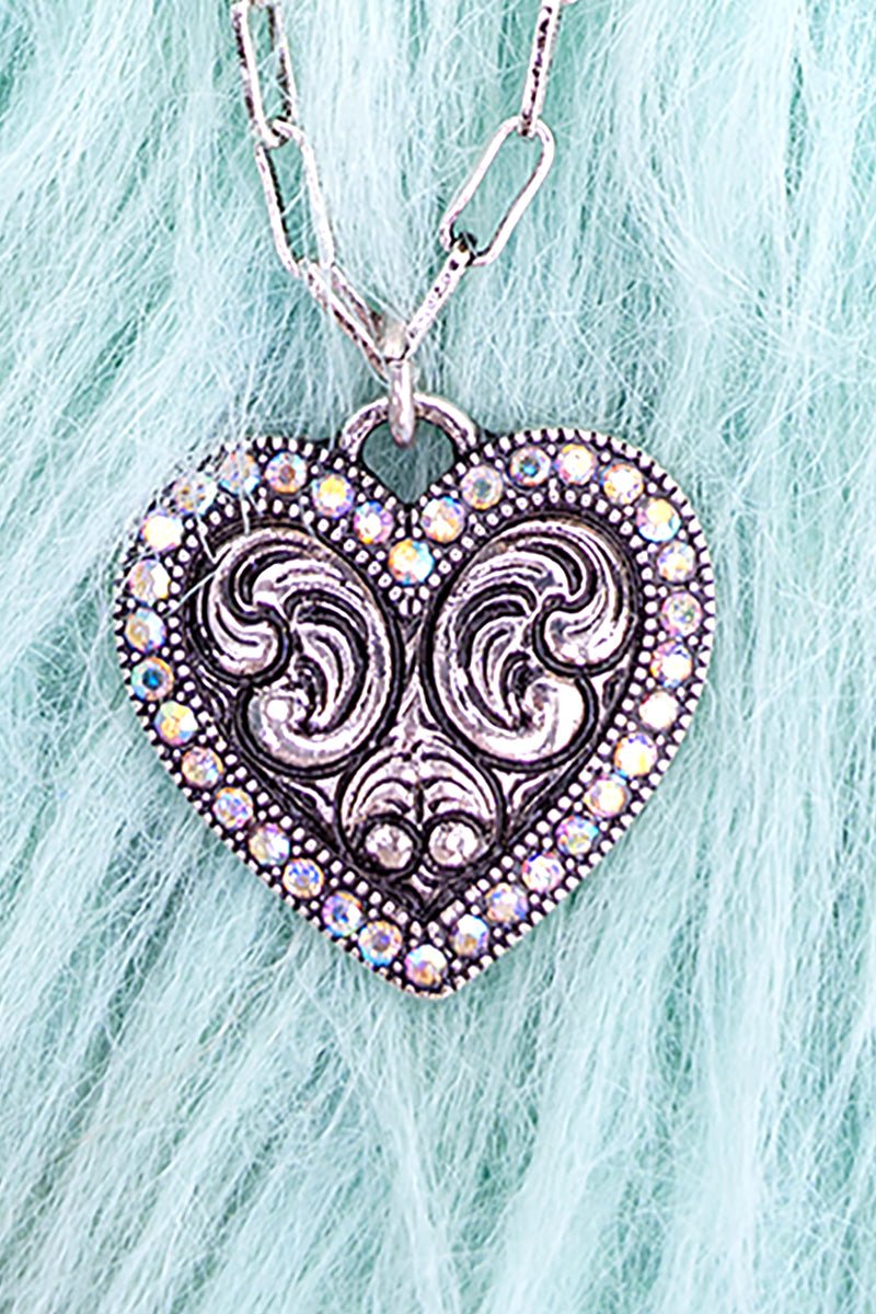 TIPI Iridescent Harlow Heart Silvertone Necklace - Wholesale Accessory Market