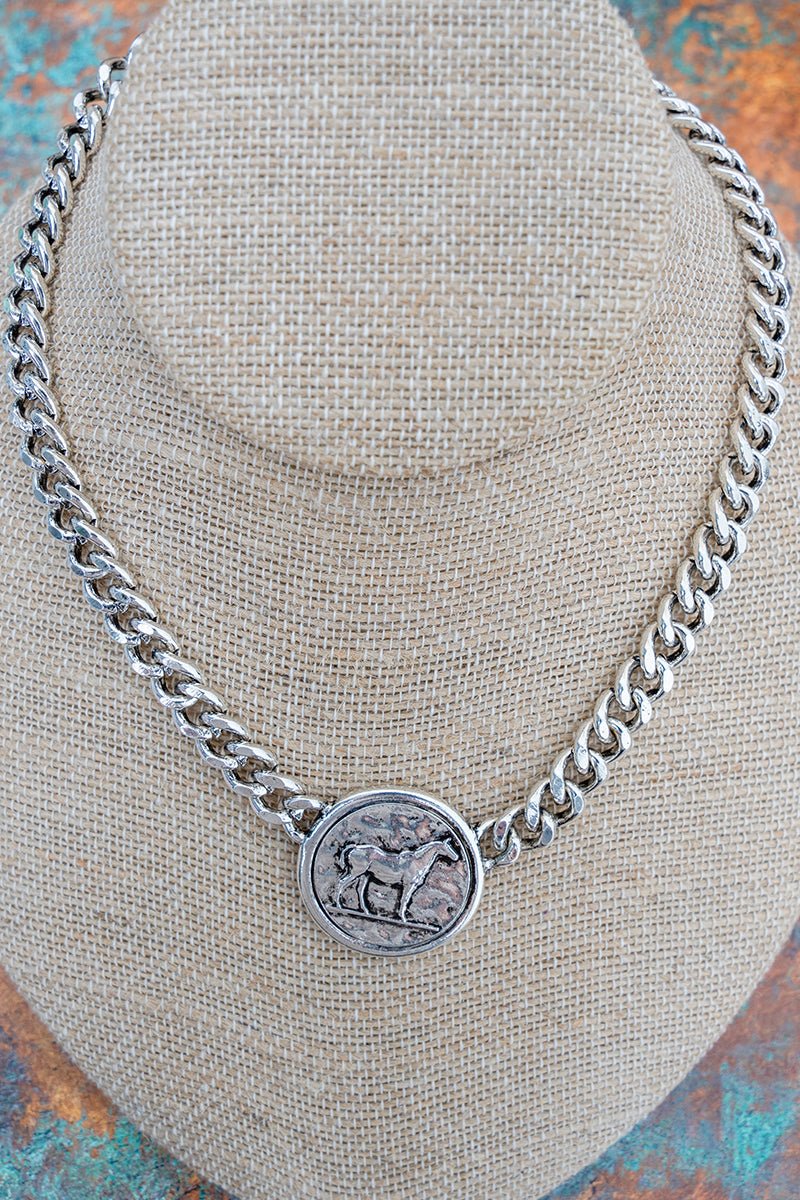 TIPI Homestead Horse Silvertone Necklace - Wholesale Accessory Market
