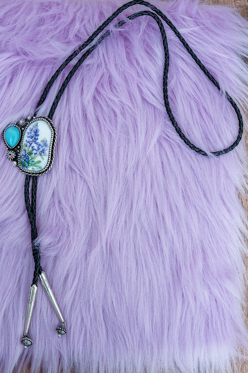 TIPI Blooming Prairie Turquoise & Silvertone Bolo Tie Necklace - Wholesale Accessory Market