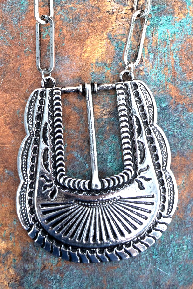 TIPI Horse Creek Falls Buckle Silvertone Necklace - Wholesale Accessory Market