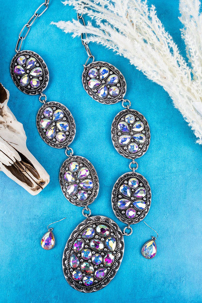 TIPI Rodeo Queen Iridescent Concho Necklace and Earring Set - Wholesale Accessory Market