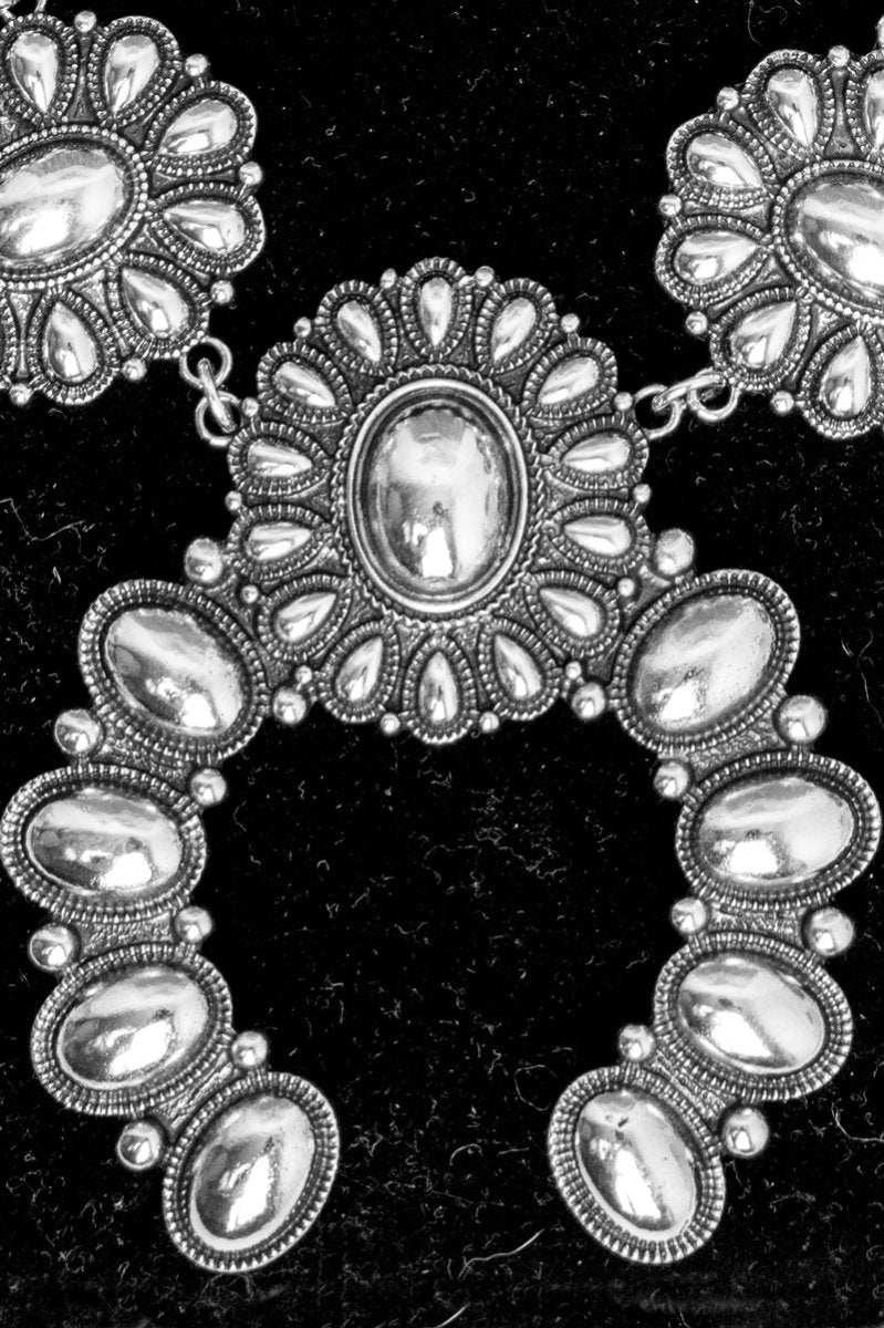 TIPI Sunridge Squash Blossom Silvertone Necklace and Earring Set - Wholesale Accessory Market