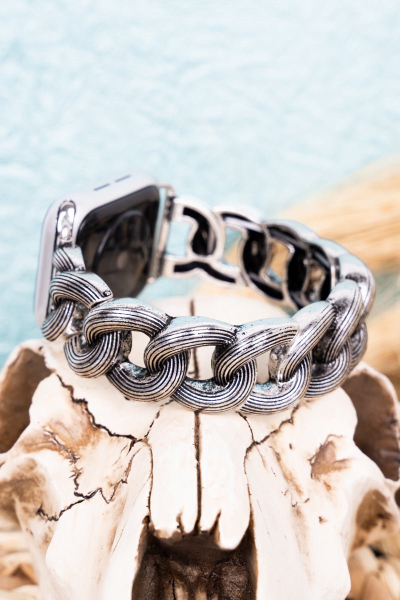 TIPI Laramie Link Silvertone Band for Smart Watch, 38mm - 41mm - Wholesale Accessory Market