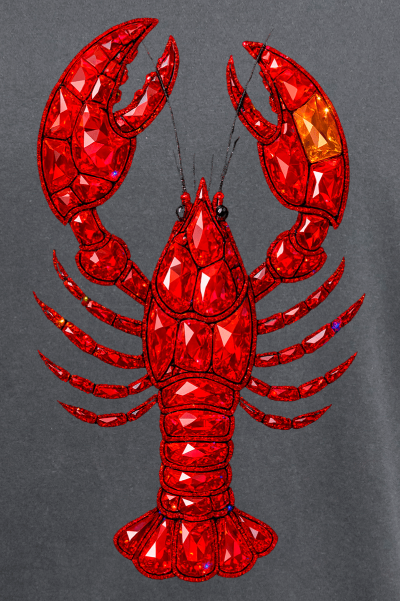 Faux Rhinestone Crawfish Ready To Press DTF Transfer - Wholesale Accessory Market