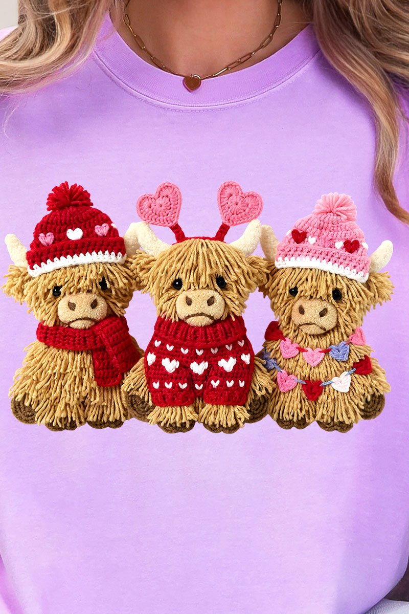 Faux Yarn Highland Hearts Ready To Press DTF Transfer - Wholesale Accessory Market