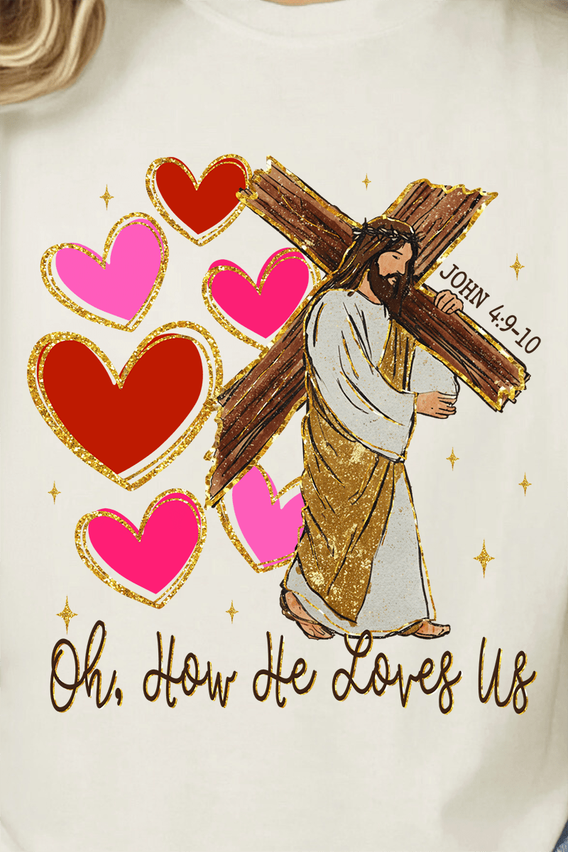 He Loves Us Hearts Ready To Press DTF Transfer - Wholesale Accessory Market