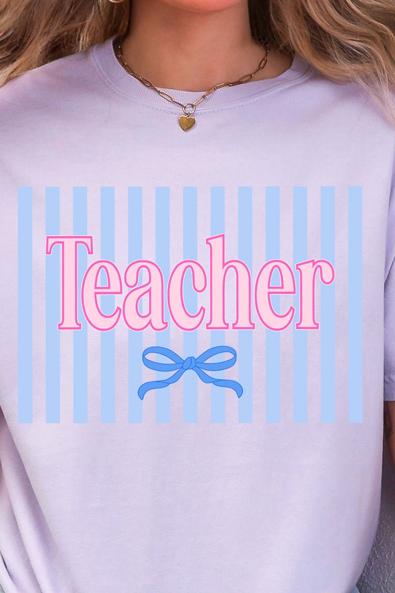 Teacher Striped Ready To Press DTF Transfer - Wholesale Accessory Market