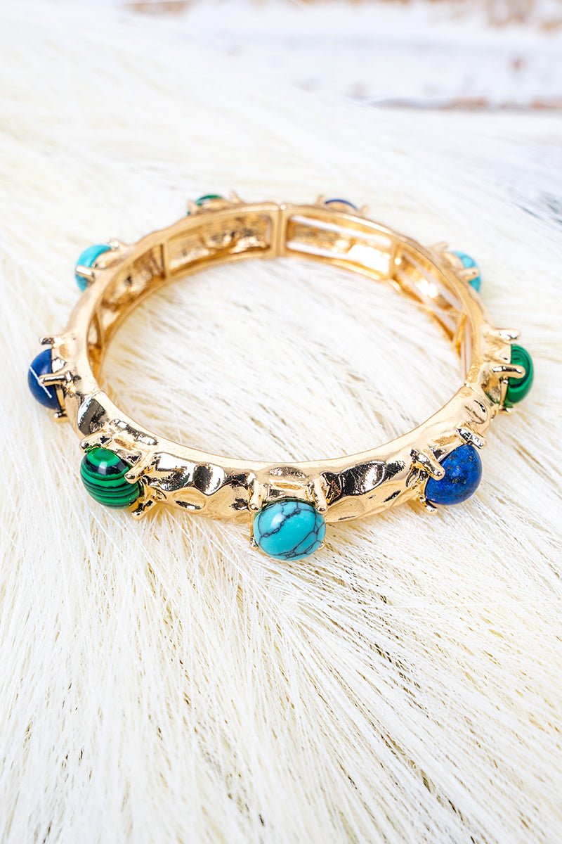 Shiny Luxe Signature Social Turquoise Stone Station Bracelet - Wholesale Accessory Market