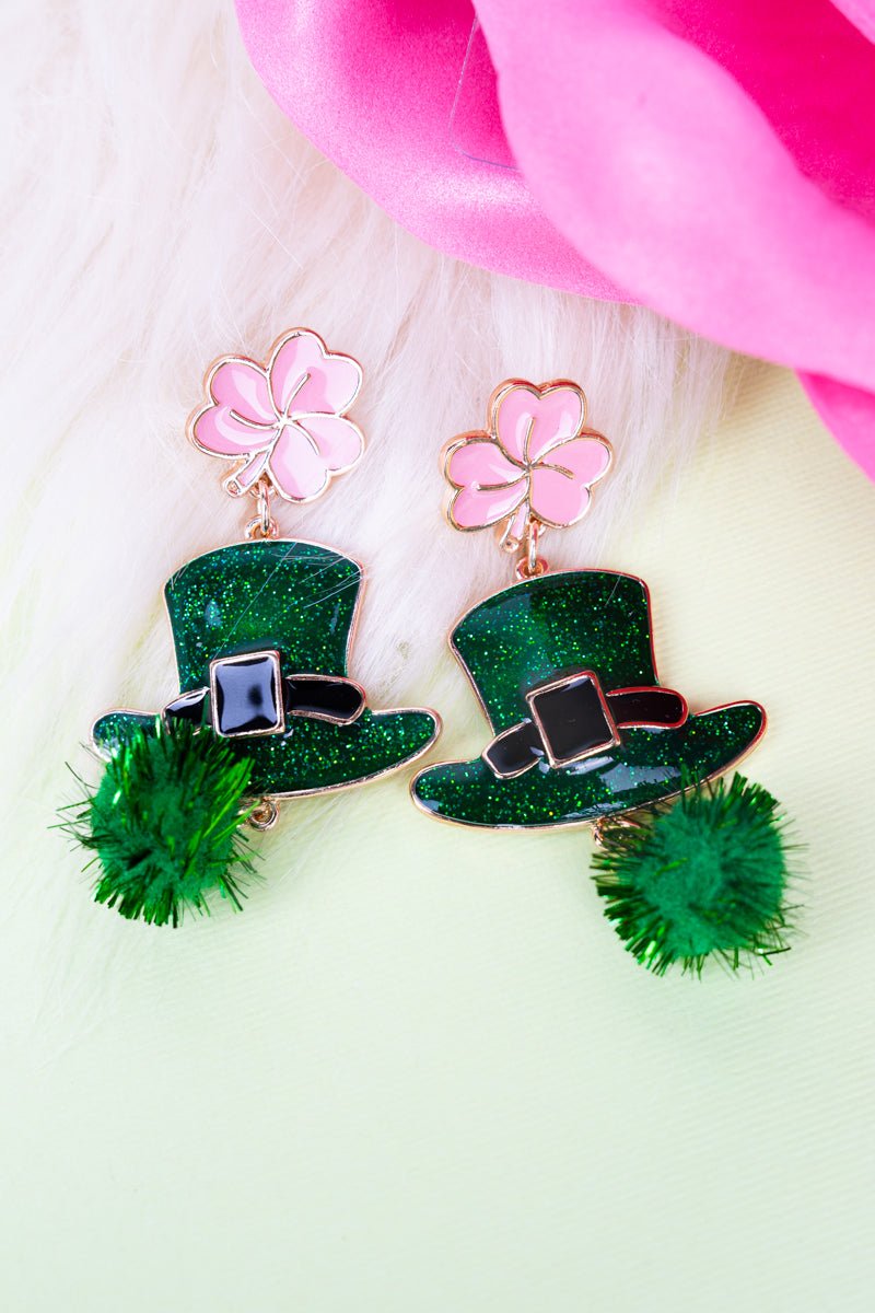 Viola Green & Pink Leprechaun Luck Earrings - Wholesale Accessory Market