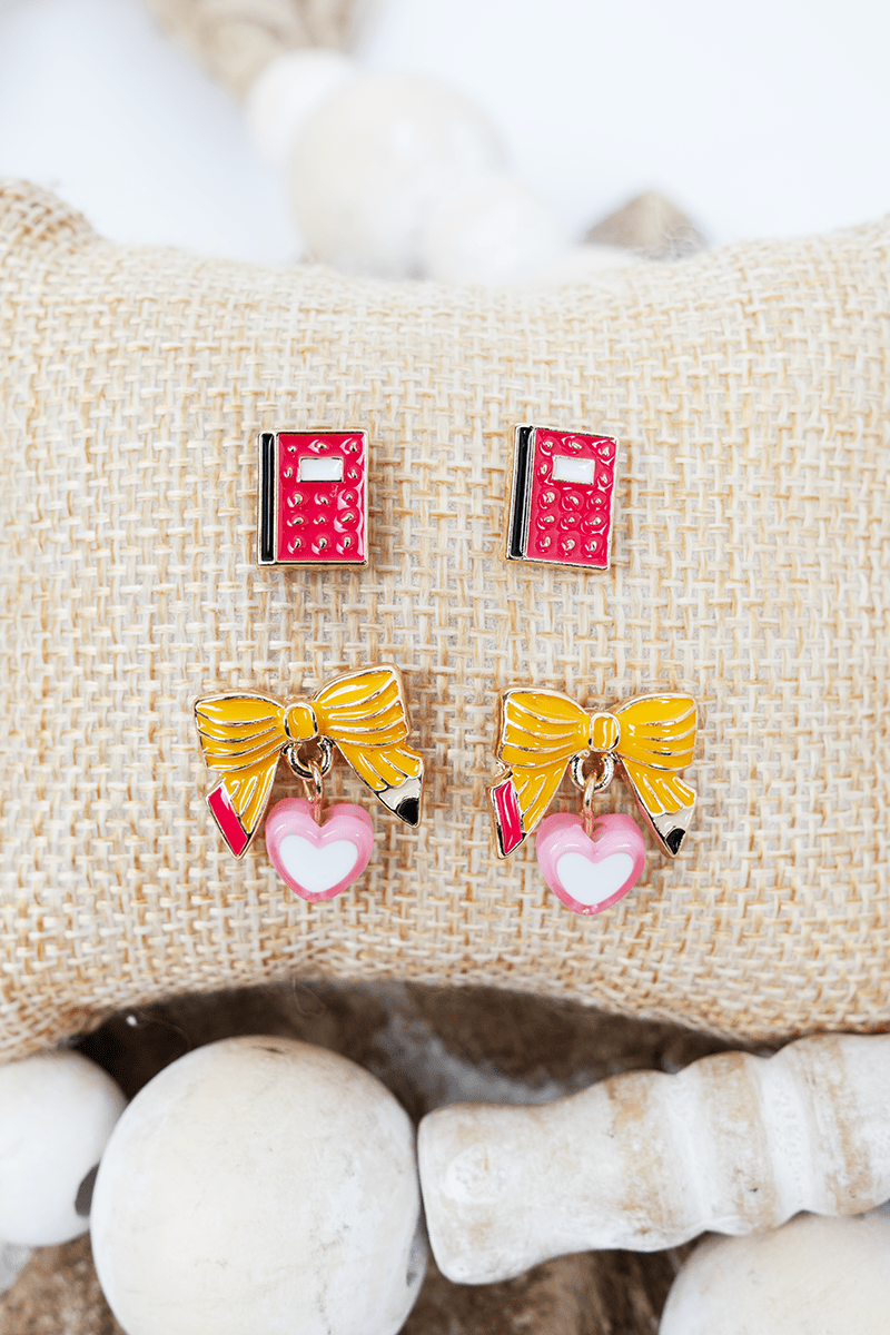 Shiny Luxe Sweet Scholar Earrings 2 Pair Set - Wholesale Accessory Market