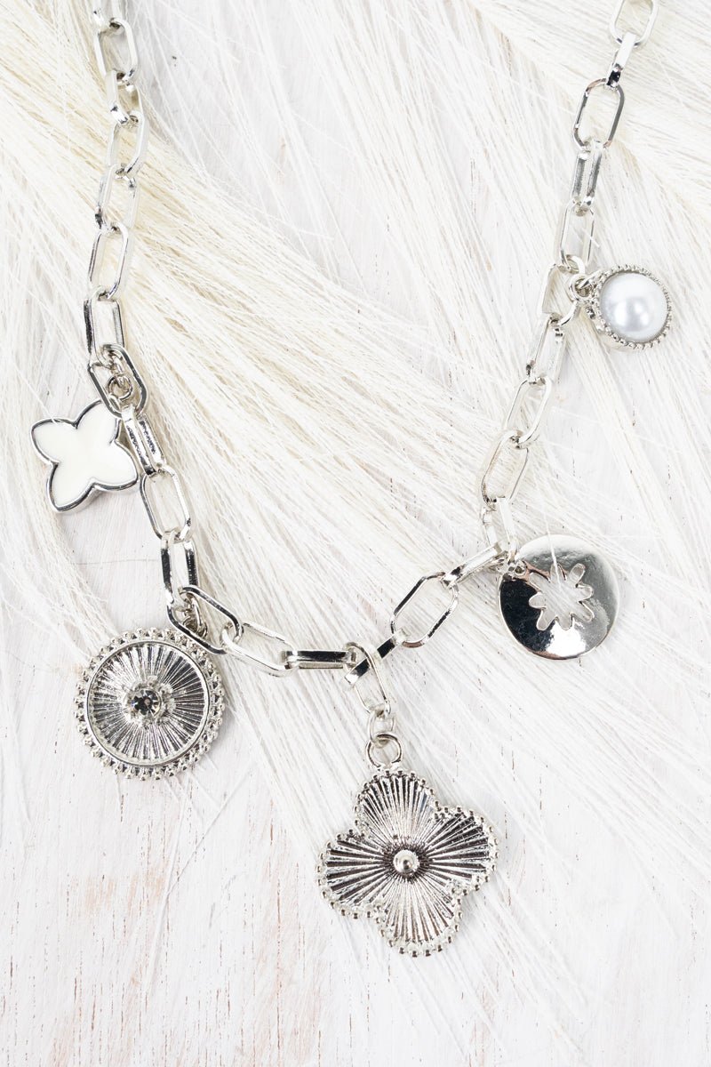 Viola Next Level Silvertone Charm Necklace - Wholesale Accessory Market