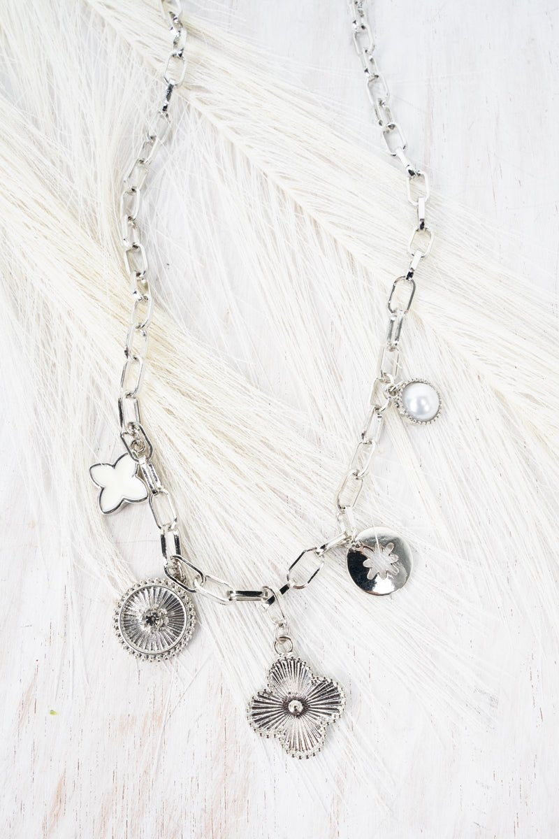 Viola Next Level Silvertone Charm Necklace - Wholesale Accessory Market
