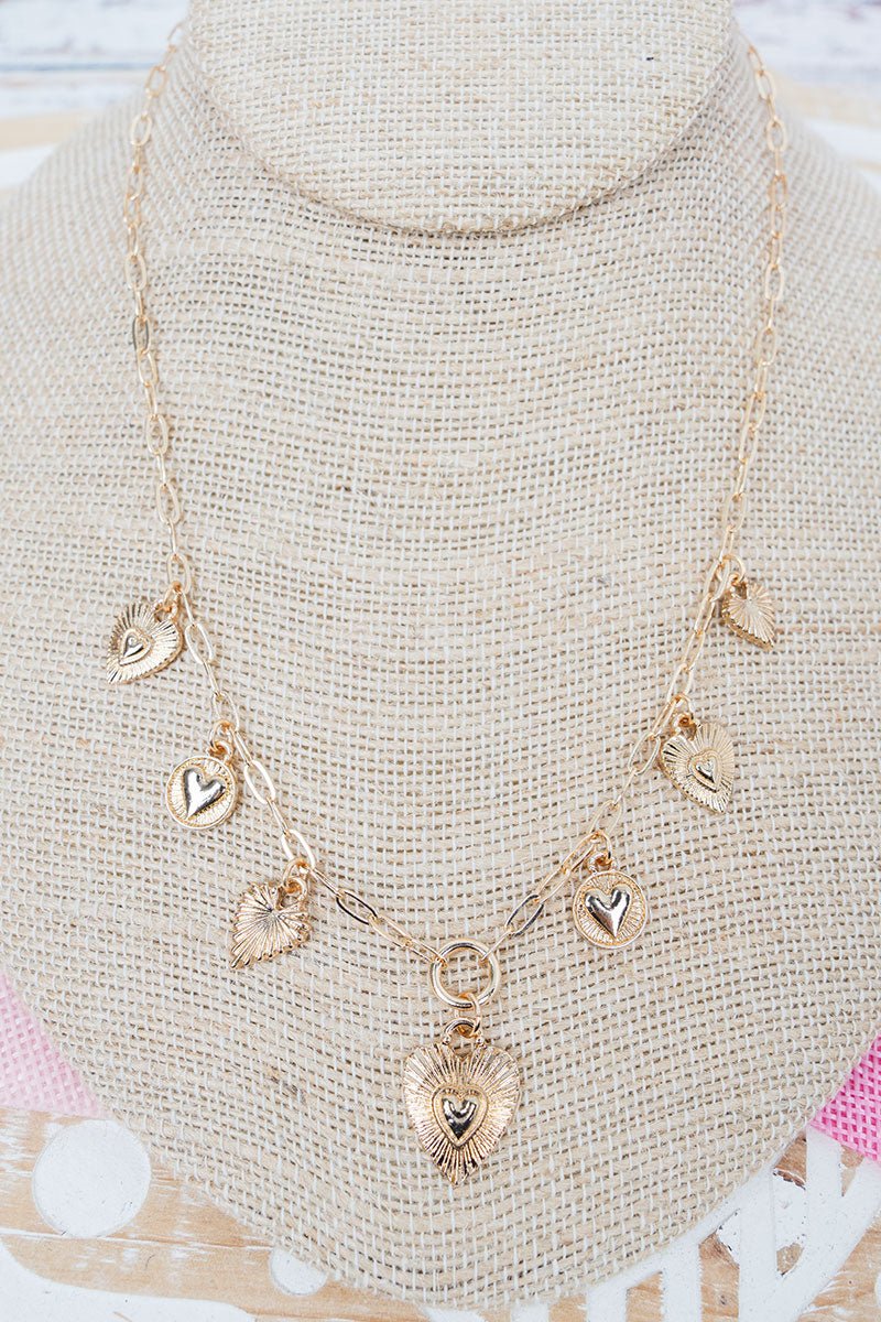 Viola Goldtone Heartlines Charm Necklace - Wholesale Accessory Market