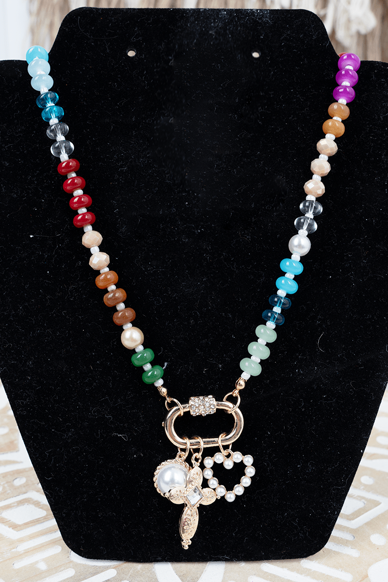 Shiny Luxe Love & Faith Multi - Color Beaded Necklace - Wholesale Accessory Market