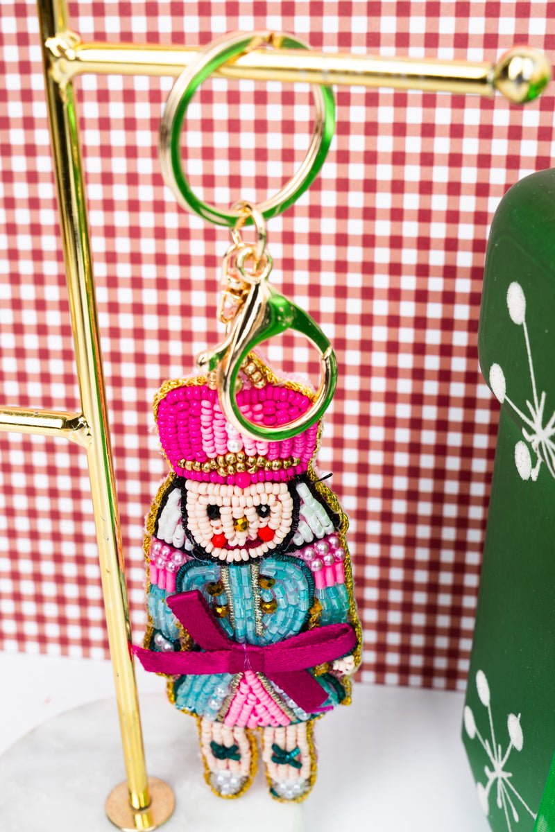 Viola Nutcracker Cutie Pink Seed Bead Keychain - Wholesale Accessory Market