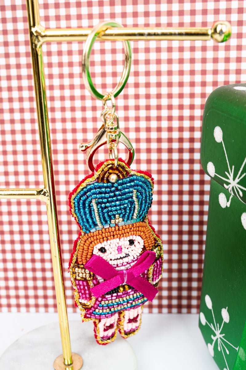 Viola Nutcracker Prince Pink Seed Bead Keychain - Wholesale Accessory Market