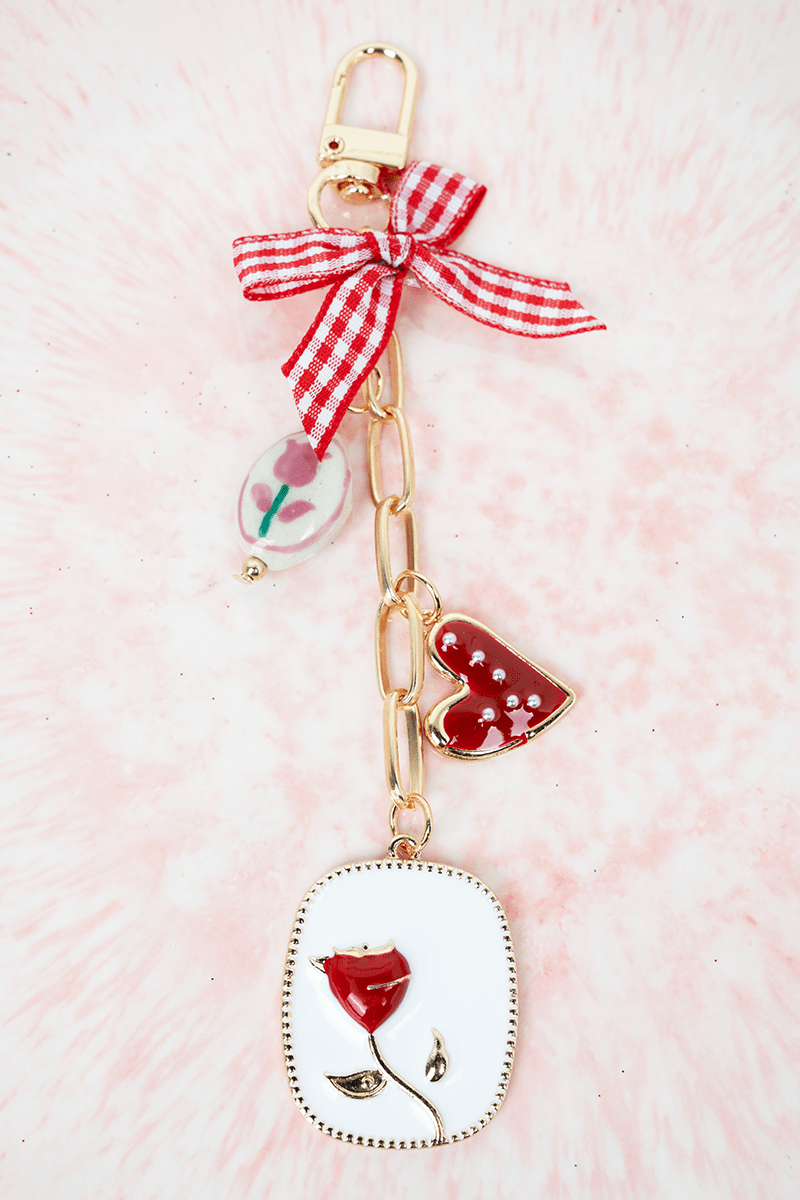 Viola Blooming Romance Goldtone Bag Charm - Wholesale Accessory Market