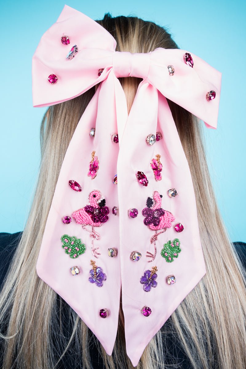 Viola Flamingo Flair Pink Hair Bow Barrette - Wholesale Accessory Market