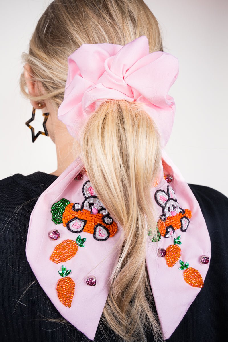 Viola No Bunny Like You Pink Bow Scrunchie - Wholesale Accessory Market