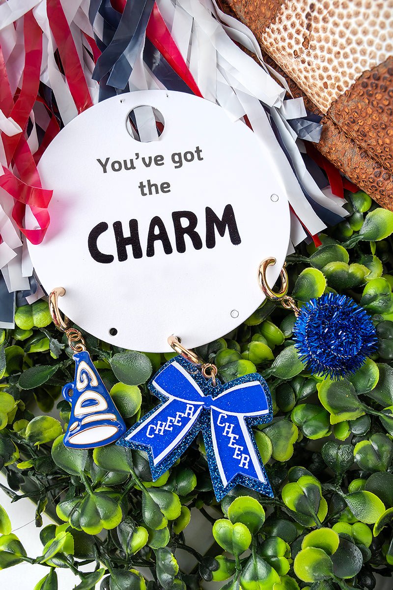 Viola Blue & White Go Team Cheer Charm Set - Wholesale Accessory Market