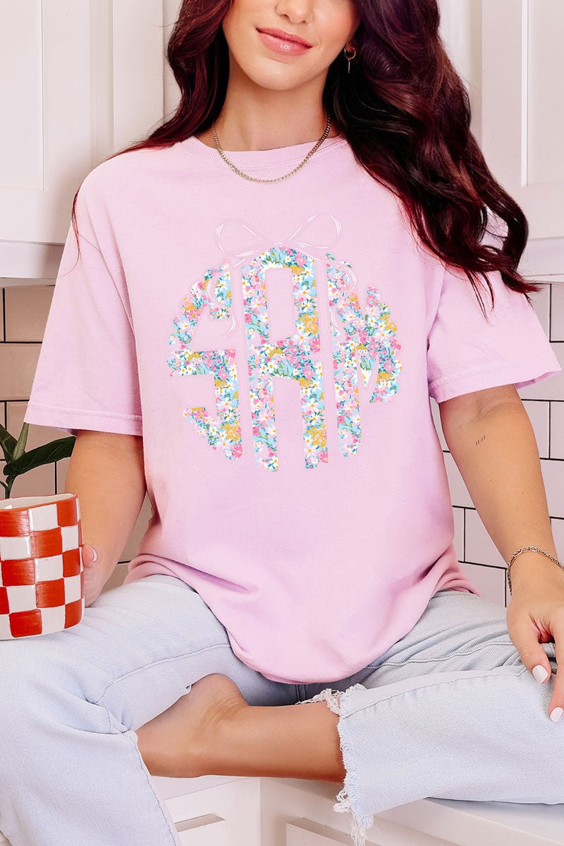 Garden Party Monogram Comfort Colors Adult Ring - Spun Cotton Tee - Wholesale Accessory Market