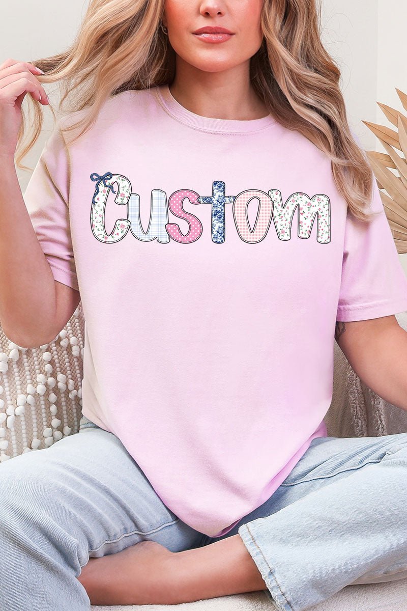Gingham Garden Custom Name Comfort Colors Adult Ring - Spun Cotton Tee *Personalize Your Name - Wholesale Accessory Market