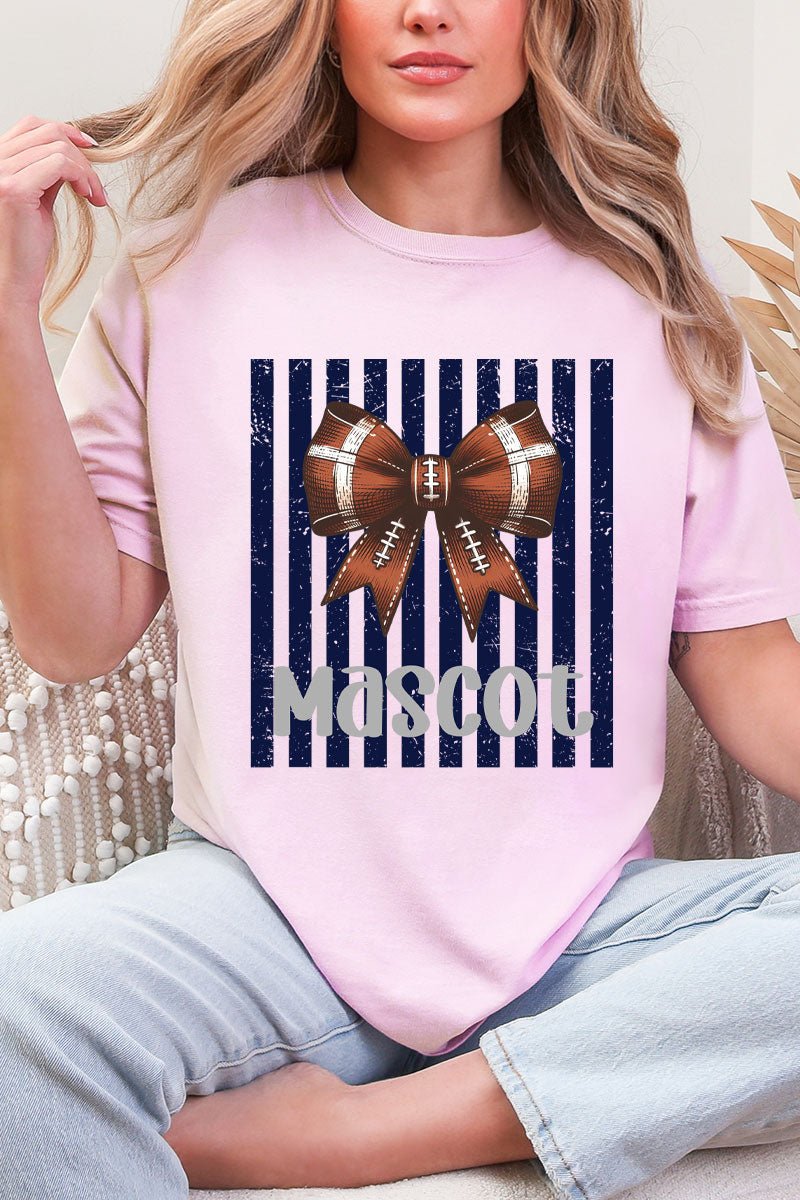 Personalized Navy Varsity Bow Comfort Colors Adult Ring-Spun Cotton Tee *Enter Mascot Name - Wholesale Accessory Market