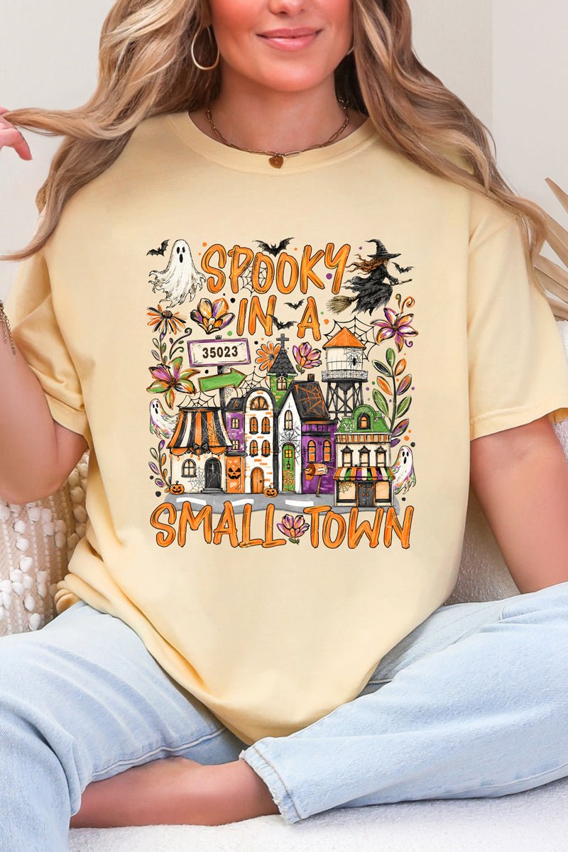 Personalized Spooky In A Small Town Comfort Colors Adult Ring-Spun Cotton Tee *Enter Zip Code - Wholesale Accessory Market